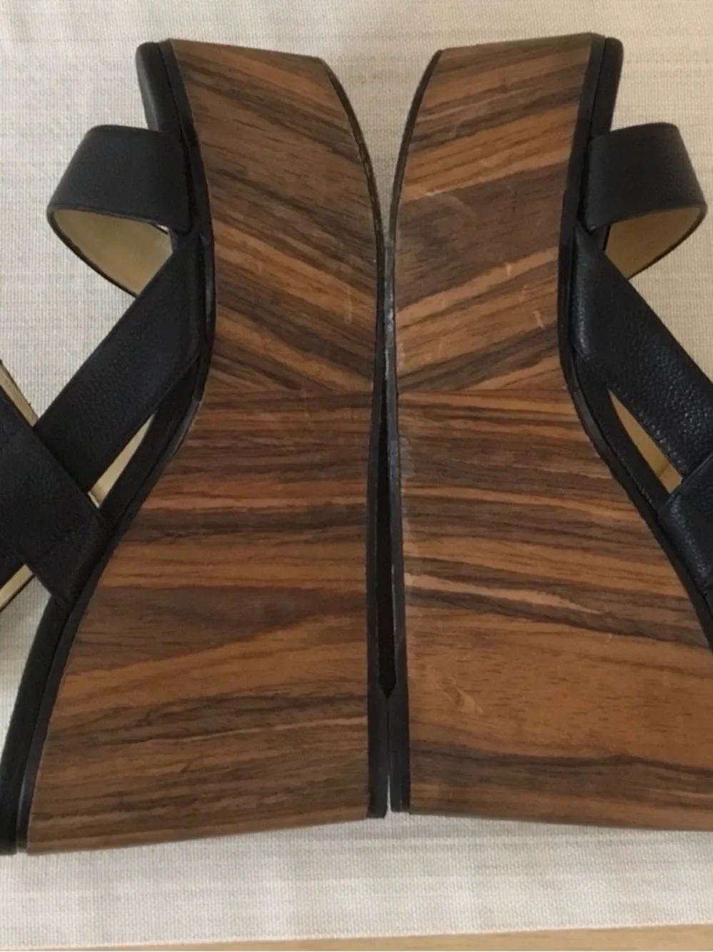 Jimmy Choo Black Leather Platform Wedge Sandals